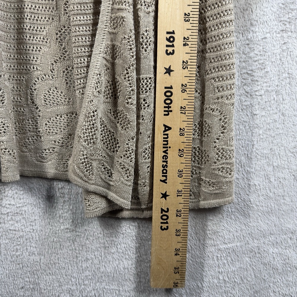 CJ Banks Open Front Cardigan Women's 1X Beige‎ Open Knit 3/4 Sleeve - Picture 5 of 8